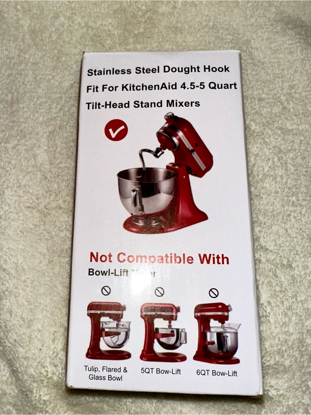 Lawenme Stainless Steel Spiral Dough Hook For KitchenAid Mixers